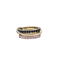 Blue & Pink Zirconia Connected 3-Piece Stack Ring (14K)