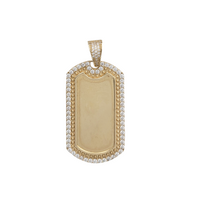 Dog Tag Zirconia Memorial Picture Pendant (14K)