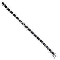 Diamonds and Oval Blue Sapphires Tennis Bracelet (14K)
