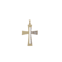 Two-Tone Diamond Cut Cross Pendant (14K)