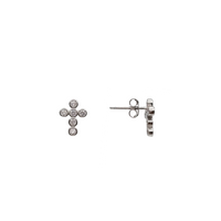 Zirconia Cross Stud Earring (Silver)