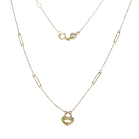Dainty Plain Heart Lock & Link Necklace (14K)