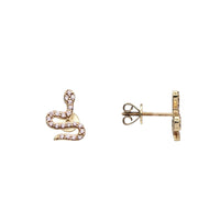 Pink Zirconia Snake Stud Earrings (14K)