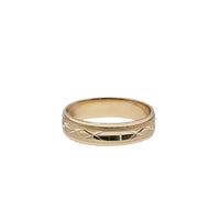 [4.6 mm] Yellow Gold Diamond-Cut 5 Swiss X-Design Wedding Band (14K)