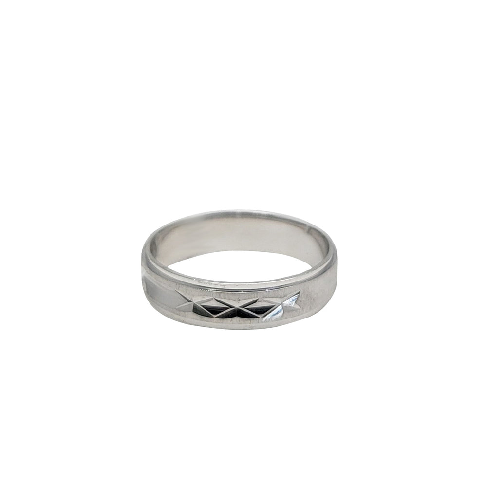 [4.6 mm] Diamond-Cut 3 Swiss Cut X Design Wedding Ring (14K)