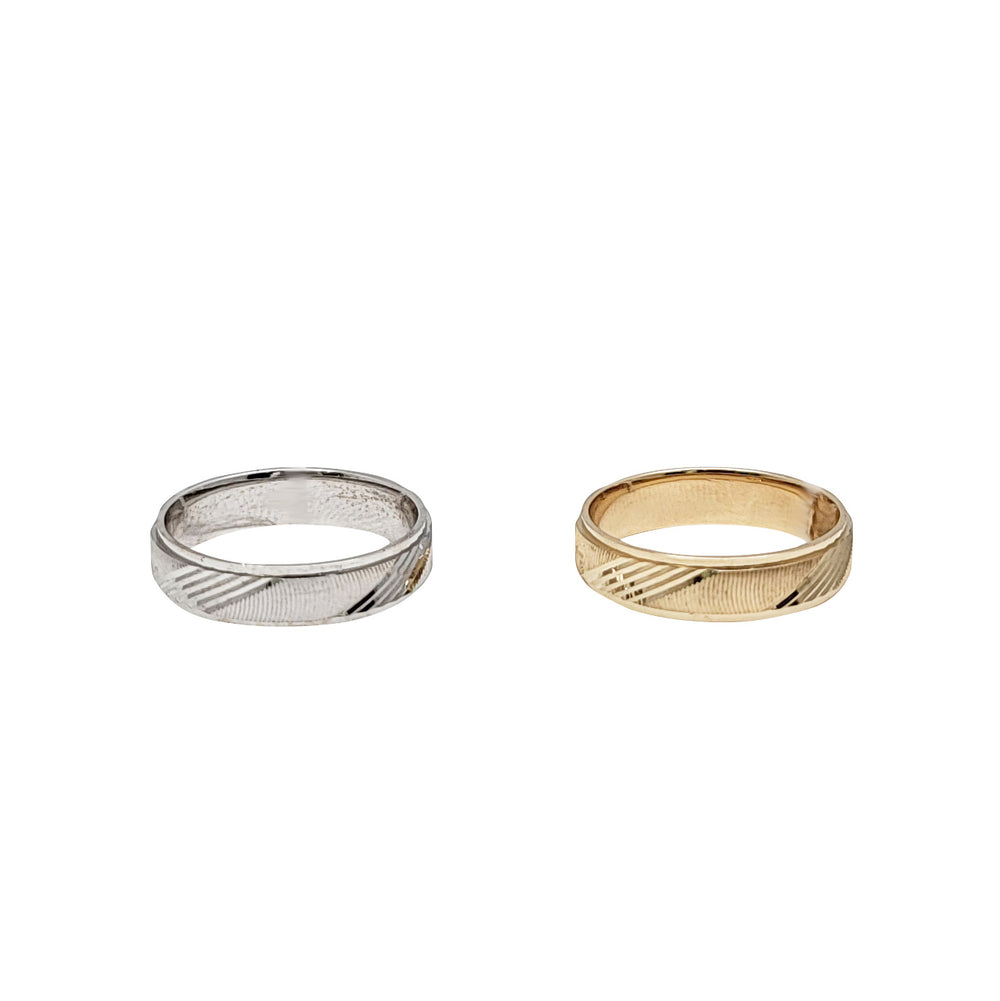 [4.6 mm] Diagonal Diamond Cut Wedding Ring (14K)