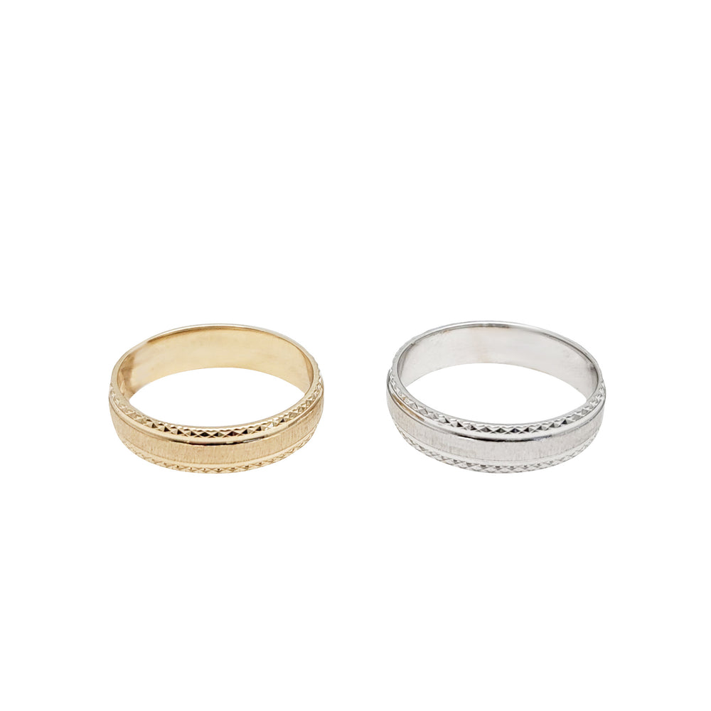 [4.6 mm] Diamond Cut Edge Matter Finish Wedding Band (14K)