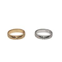 [4.6 mm] Arrow Pattern Diamond Cut Wedding Band (14K)