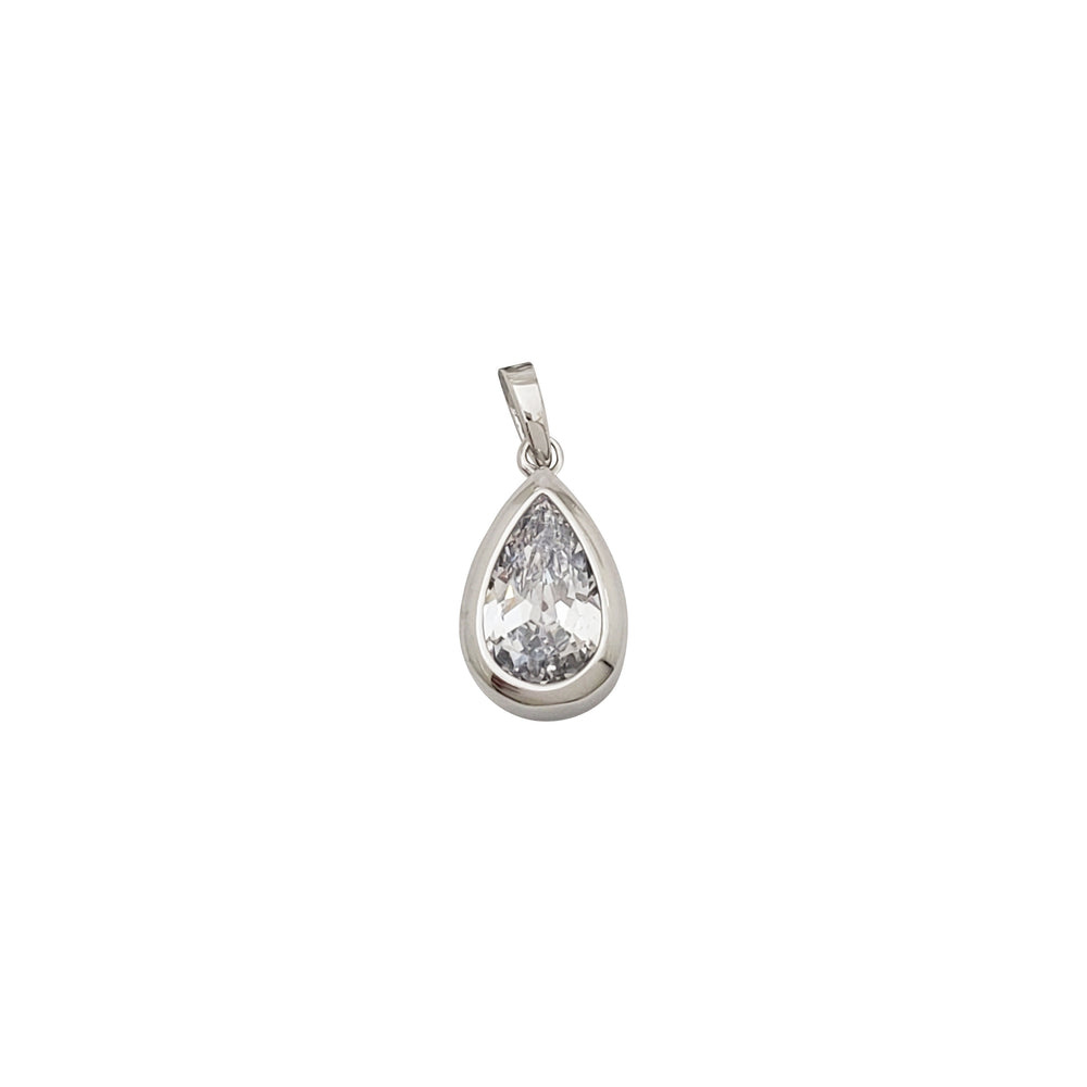 Zirconia Teardrop-Shaped Pendant (Silver)