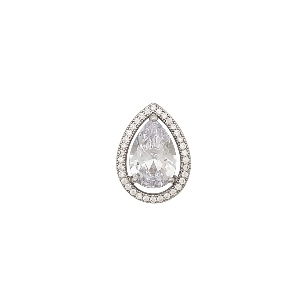Zirconia Teardrop-Shaped Pendant (Silver)