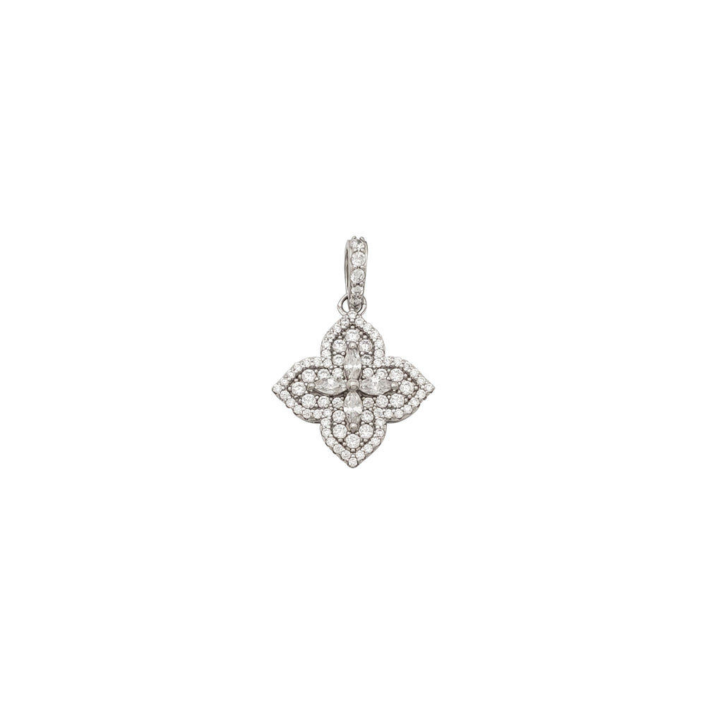 Zirconia Four-Leaf Clover Pendant (Silver)