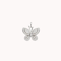 Iced-out Textured Butterfly Pendant (Silver)