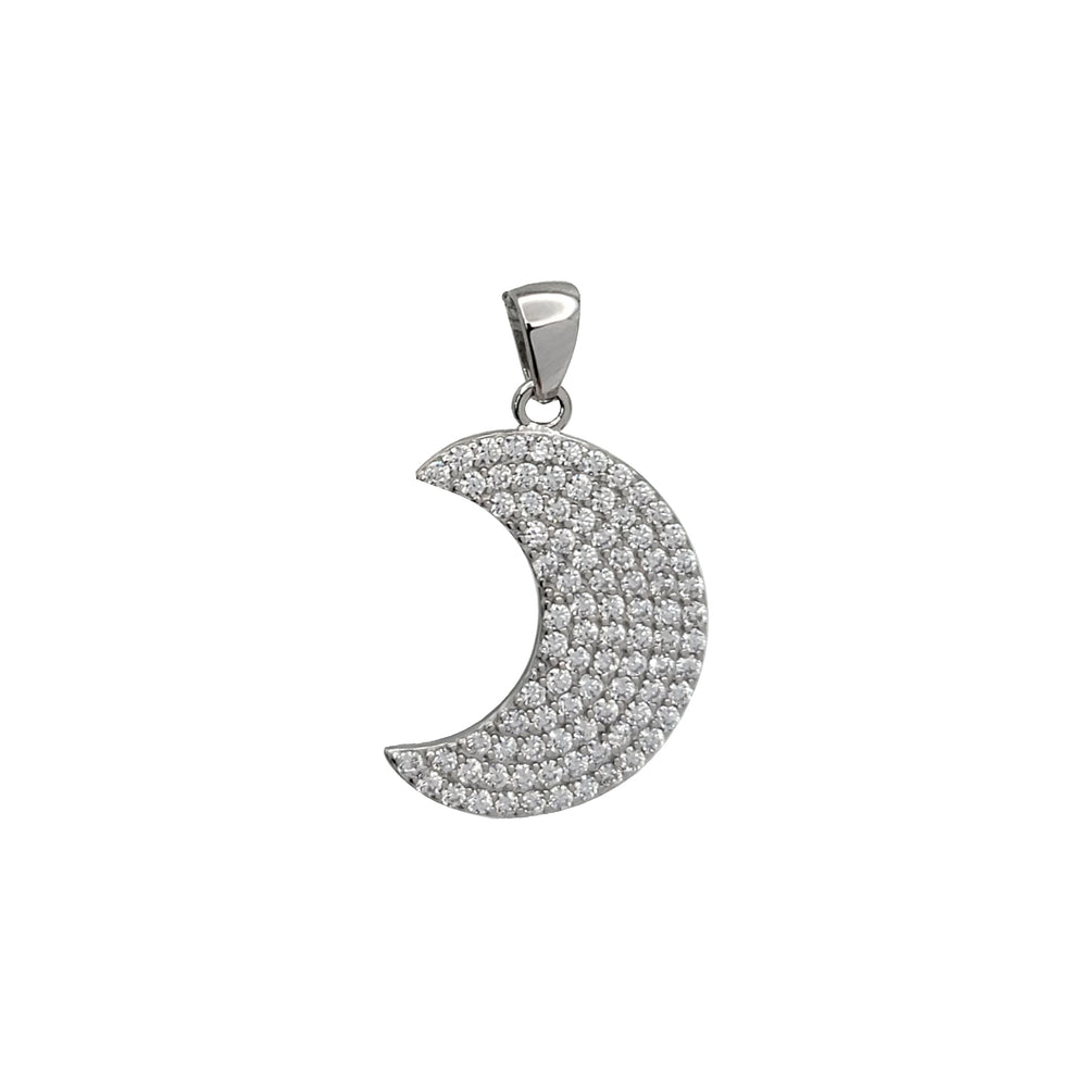 CZ Moon Pendant (Silver)
