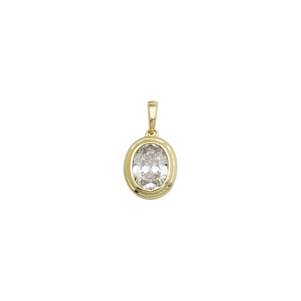 Zirconia Oval Pendant (Yellow Silver)