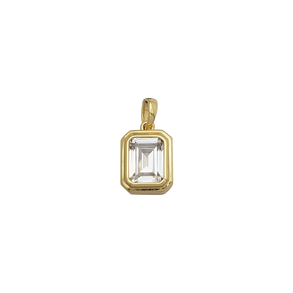 Zirconia Rectangle Pendant (Yellow Silver)