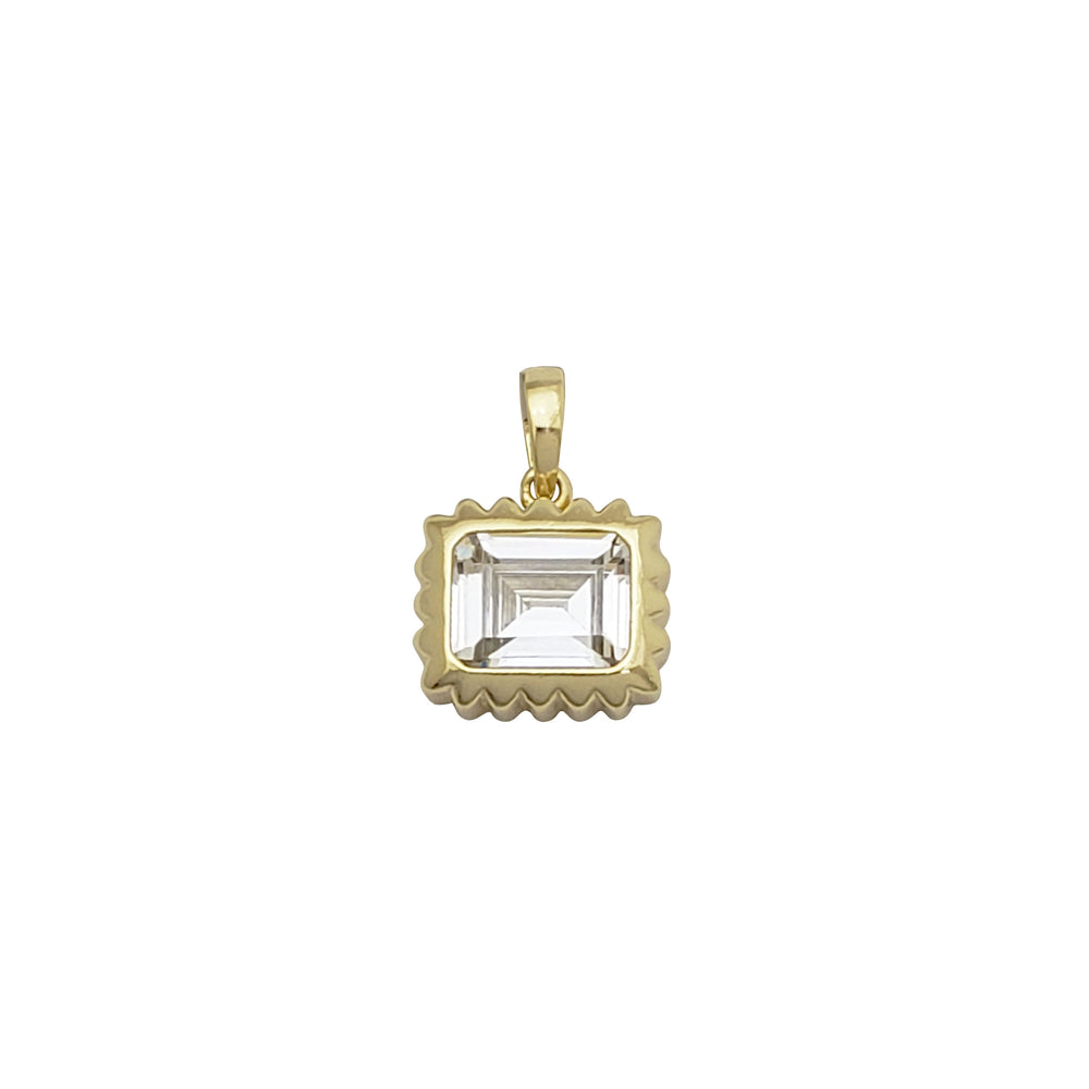Zirconia Rectangle Pendant (Yellow Silver)