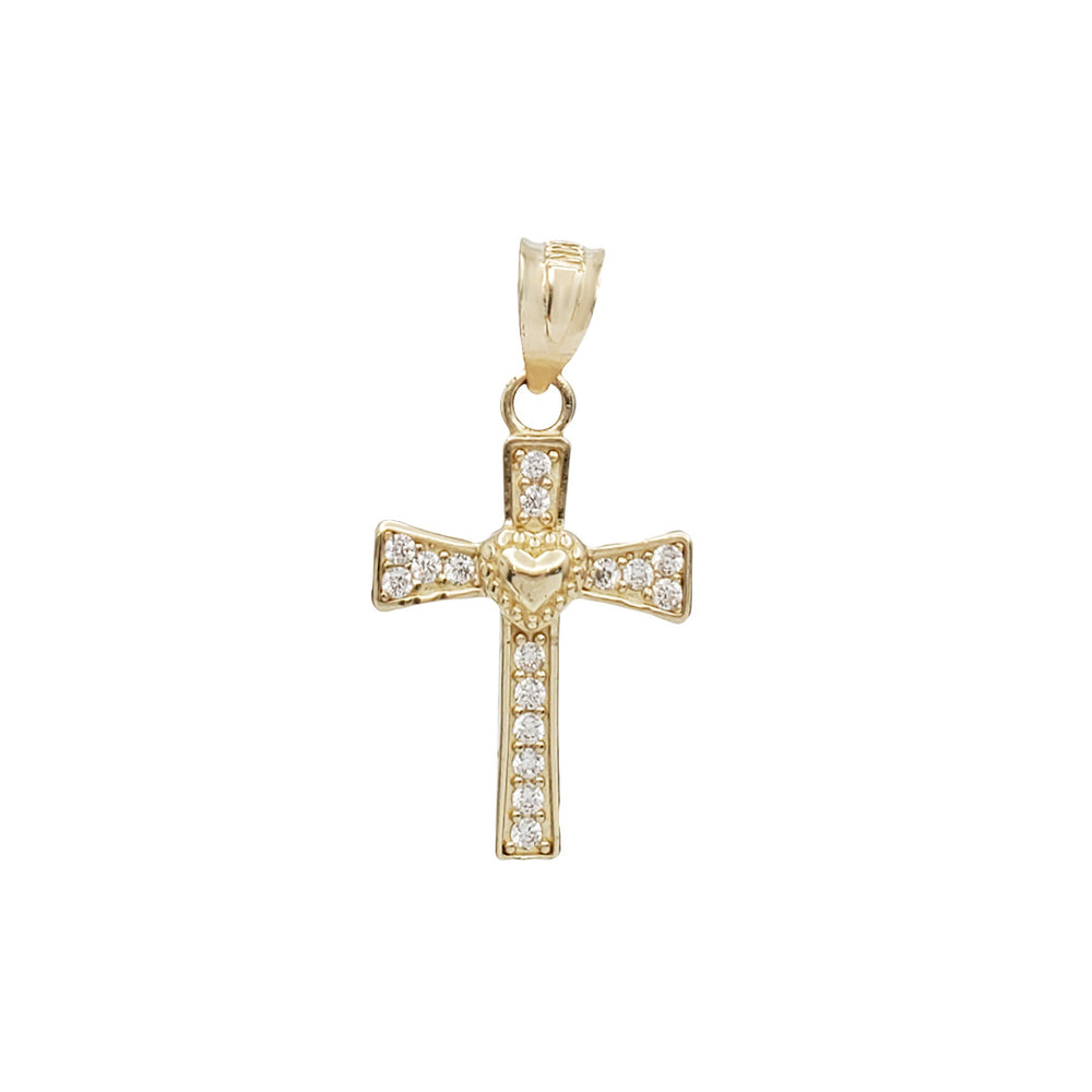 Ziconia Heart Cross Pendant (14K)