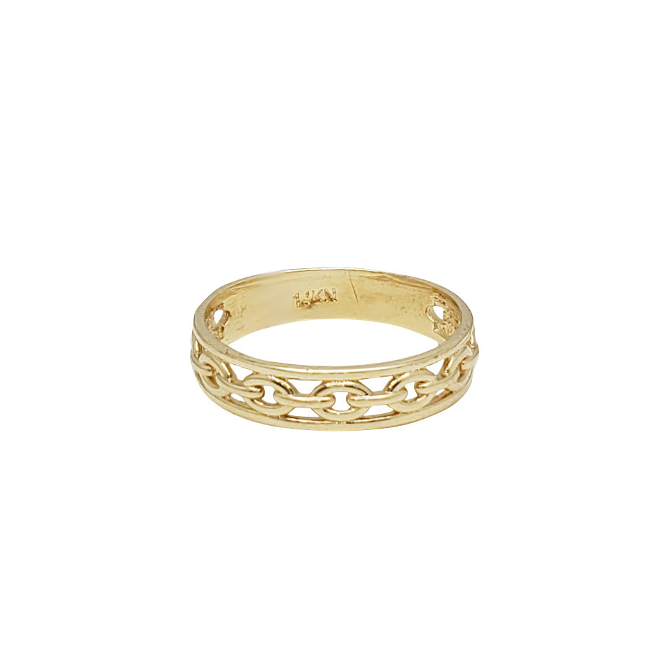 Yellow Gold Openwork link Fancy Ring (14K)