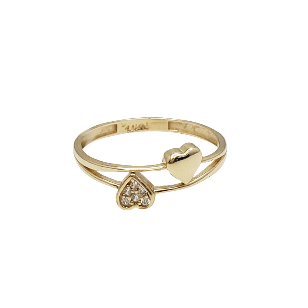 Zirconia Two Heart Ring (14K)