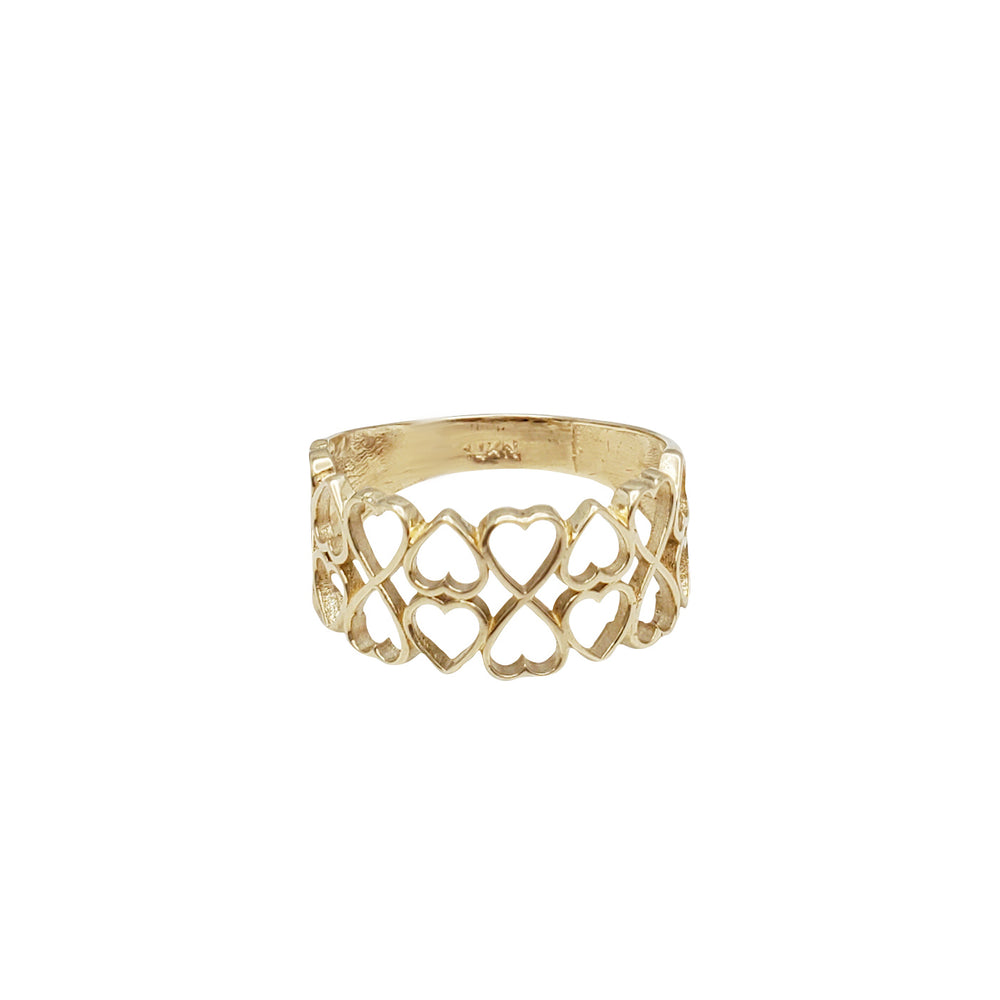 Double Row Plain Heart Ring (14K)