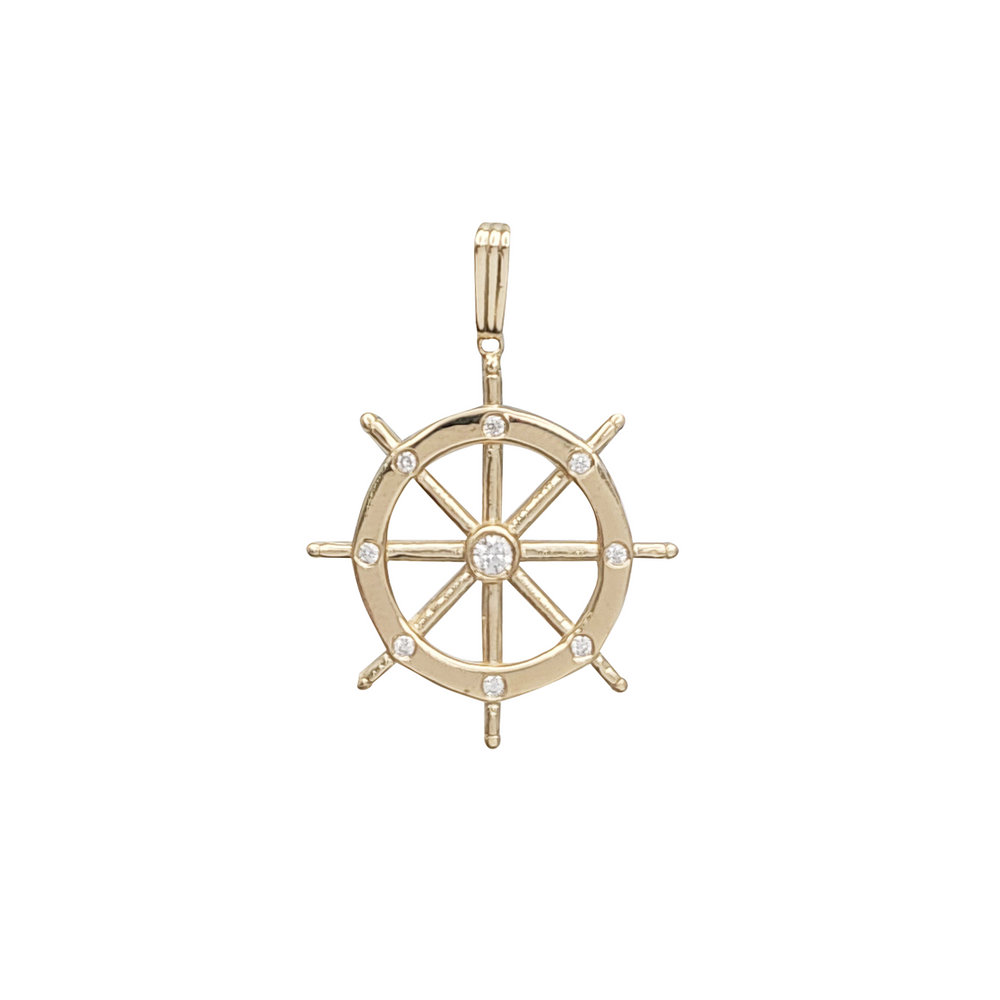 Zirconia Boat Helm Pendant (14K)