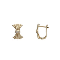 Zirconia Fancy Huggie Earrings (14K)