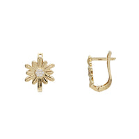 Zirconia Sunflower Huggie Earrings (14K)