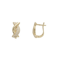 Zirconia Fancy Crossover Huggie Earrings (14K)