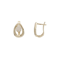 Zirconia Fancy Teardrop Huggie Earrings (14K)