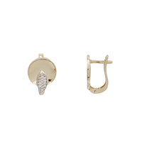 Zirconia Circular Disc Huggie Earrings (14K)