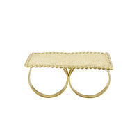 Two-Fingers Diamond-Cut Cuban Link Textured Ring (10K)