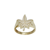 Iced Out Zirconia Marijuana Leaf Ring (10K)
