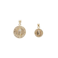 Two Tone Round Textured Zirconia Virgin Mary/Guadalupe Pendant (14K)