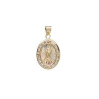 Tricolor Oval Zirconia Virgin Mary/Guadalupe Pendant (14K)