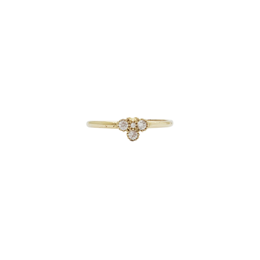 Three-Stone Cluster Milgrain Ring