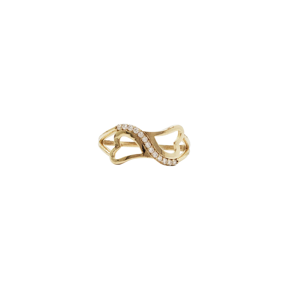 Zirconia Double Heart Infinity Ring (14K)