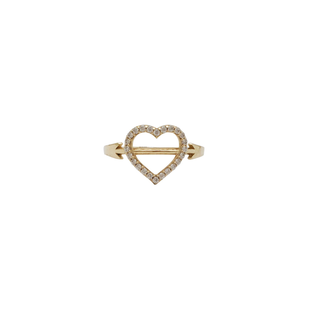 Cupid's Arrow Heart Zirconia Ring (14K)