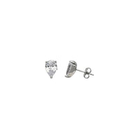 Pear Shape CZ Stud Earrings (Silver)