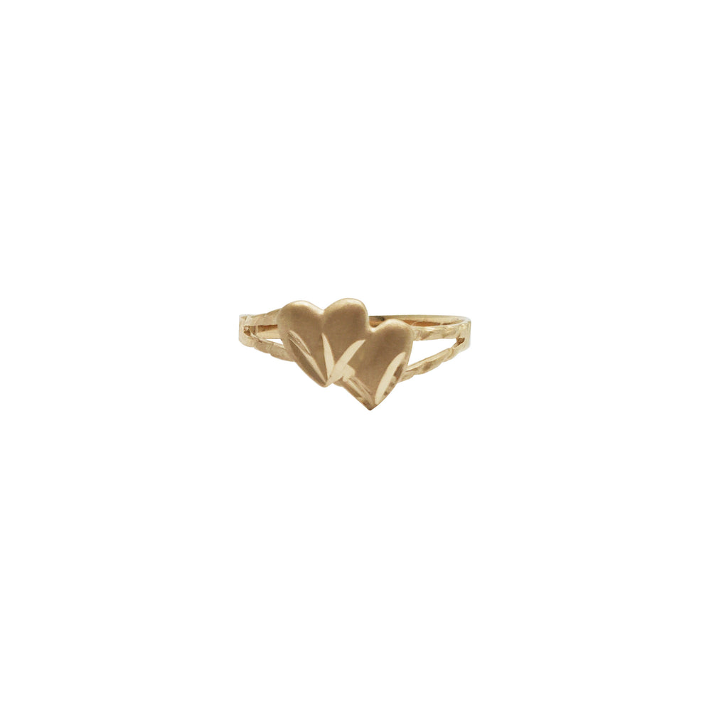 Double Heart Diamond Cut Ring (14K)