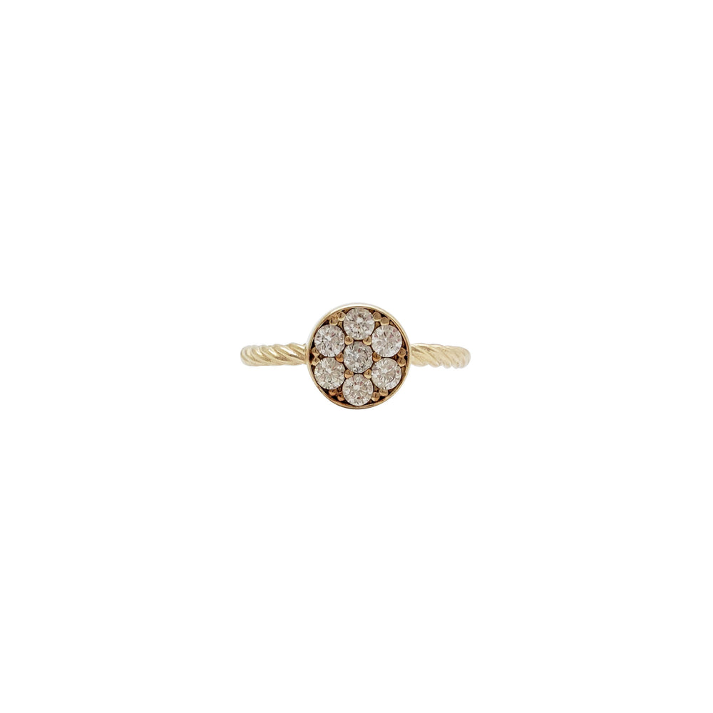 Round Zirconia Cluster Half-Rope Ring (14K)