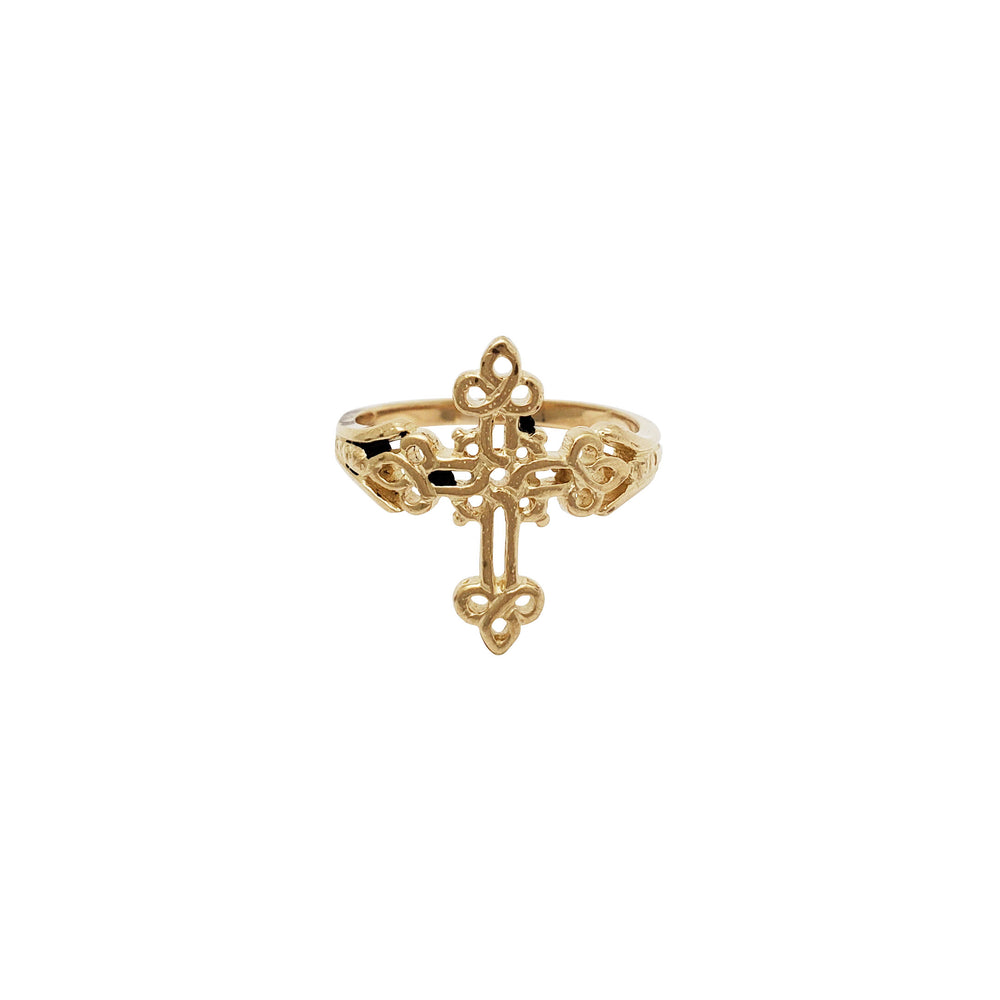 Filigree Cross Ring (14K)
