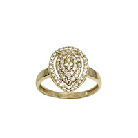 Pear Cut Zirconia Halo Engagement Ring (14K)