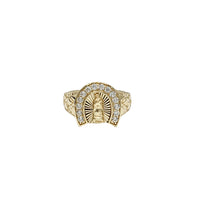 Nugget Texture CZ Horseshoe Virgin Mary Ring (14K)