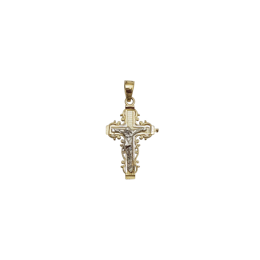Diamond-Cut Jesus Filigree Crucifix Pendant (14K)