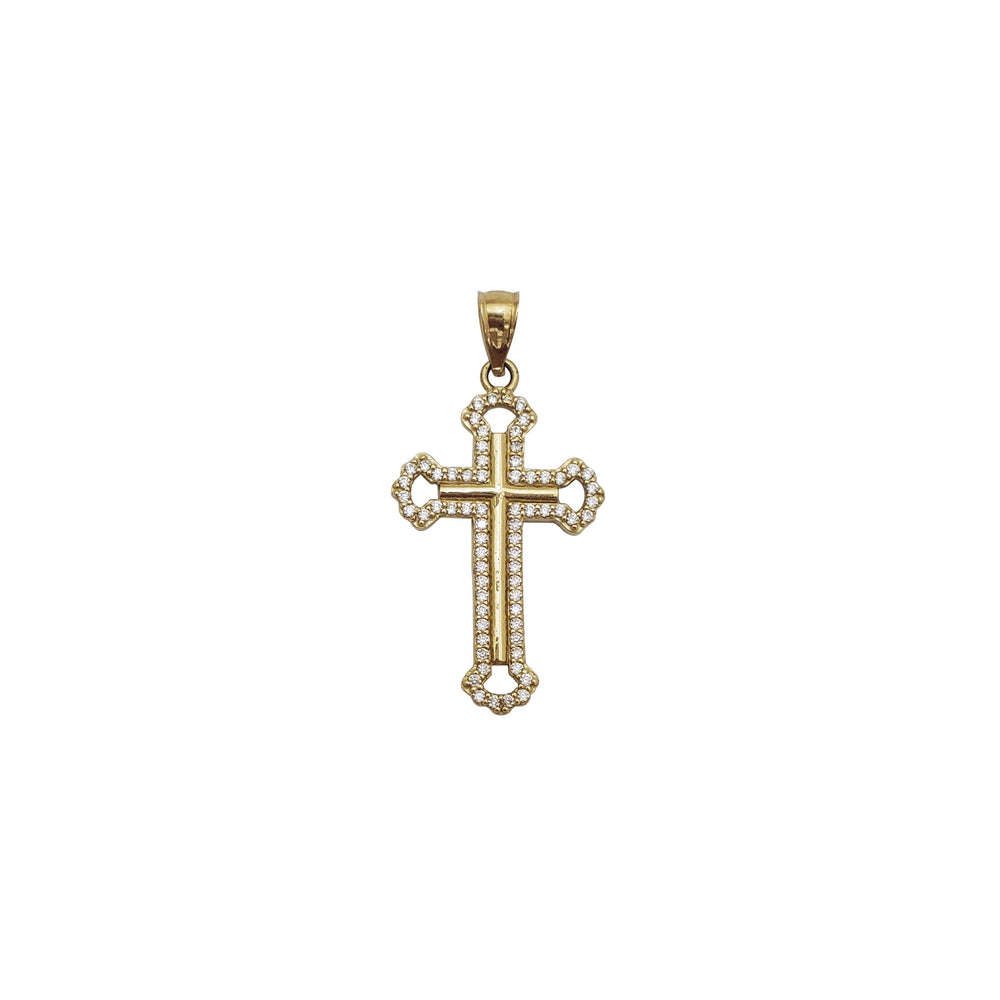 Zirconia Budded Cross (14K)