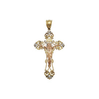 Three-Color Diamond-Cut Cross Pendant (14K)