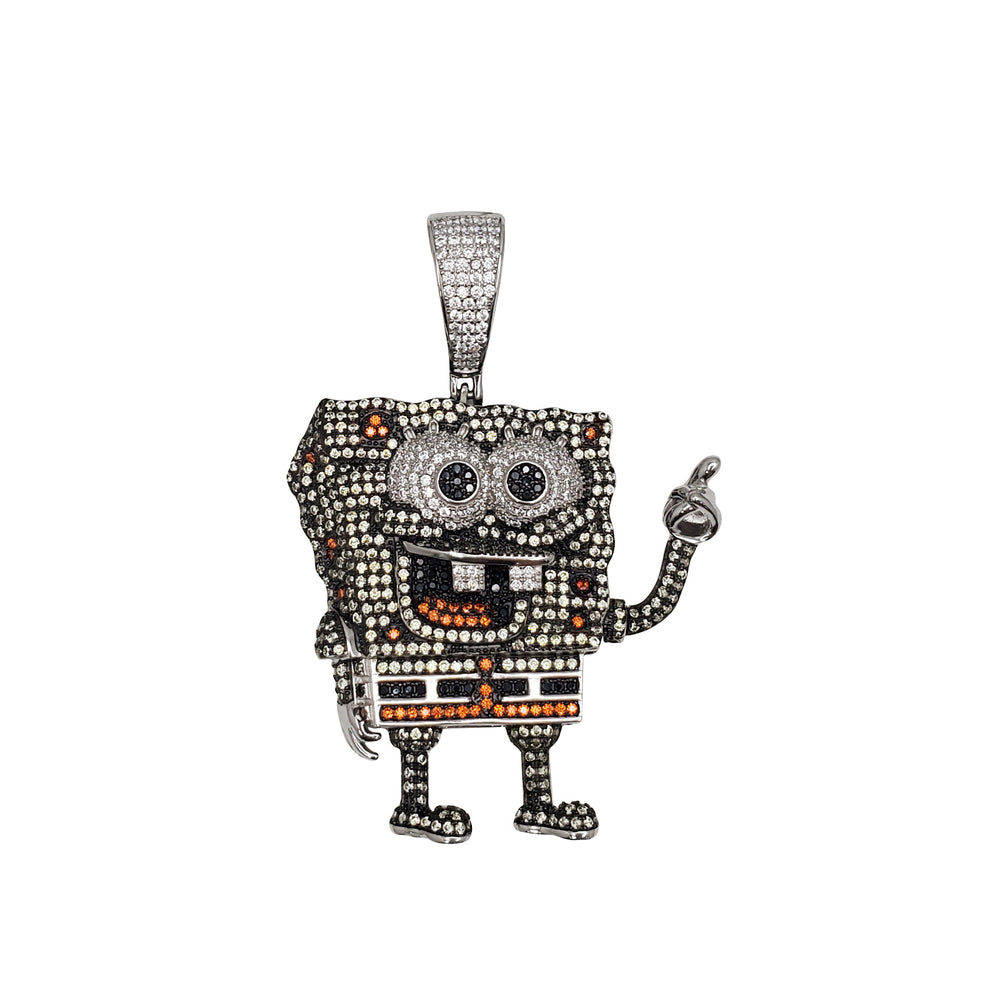 Iced Out SpongeBob SquarePants Pendant (Silver)