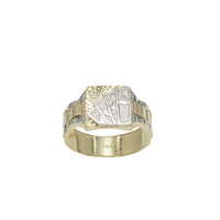 Two Tone Diamond Cut Playing Card Watch Band Ring (14K)