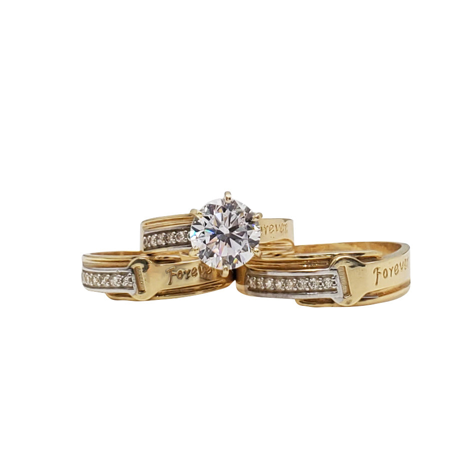 Zirconia 3-Pieces Set "Forever" Wedding/Engagement Ring (14K)