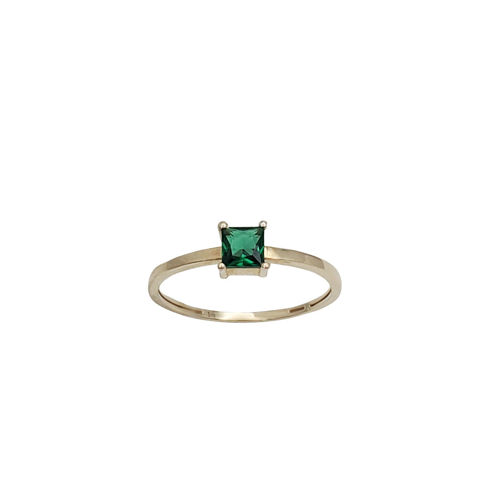 Princess-Cut Green Zirconia Lady Ring (14K)
